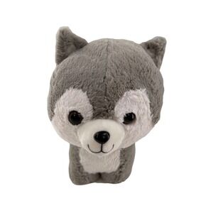 Six Flags Gray & White Husky Plush Toy 12 inch dog wolf